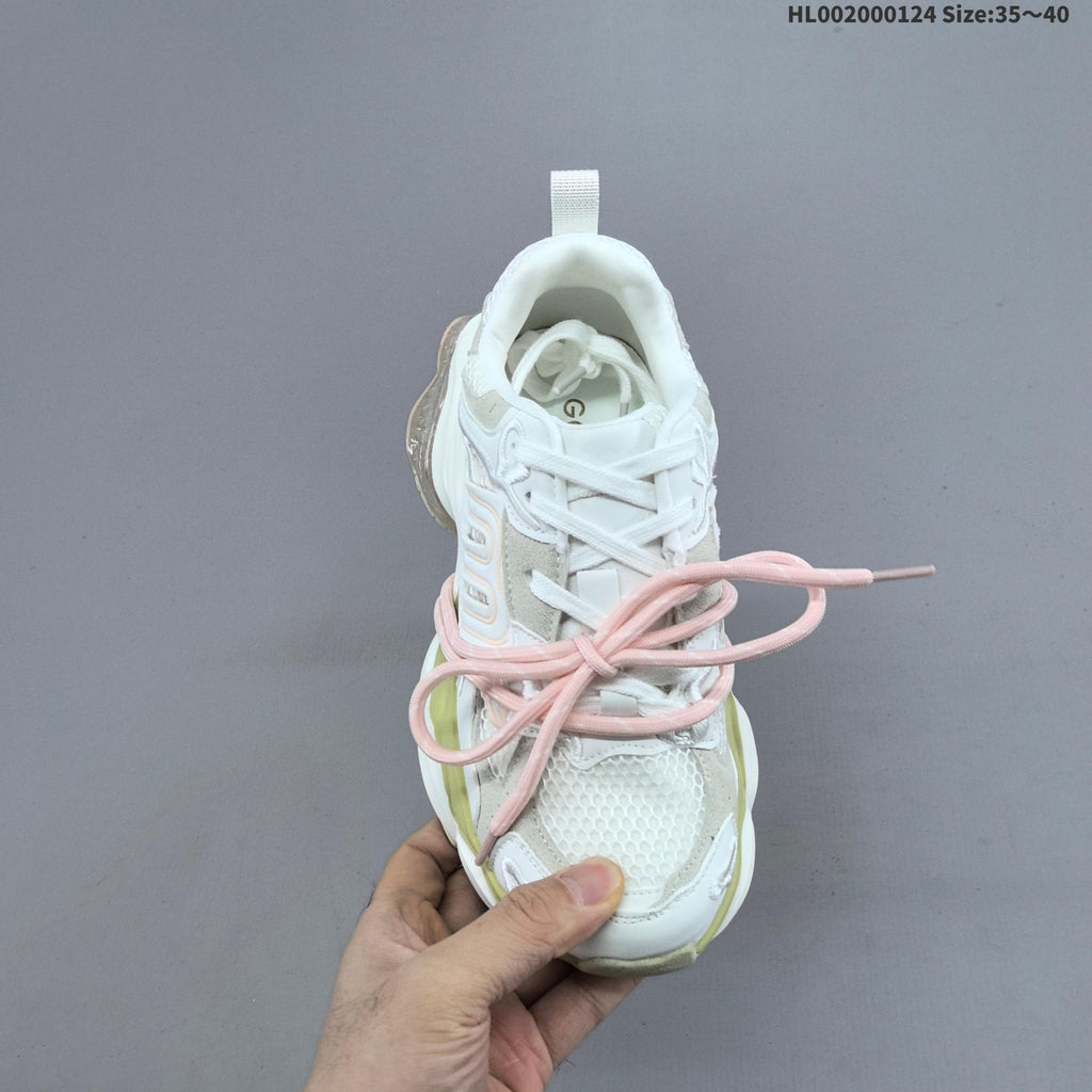 GGCC Chunky Low-Top Sneakers in White and Lime