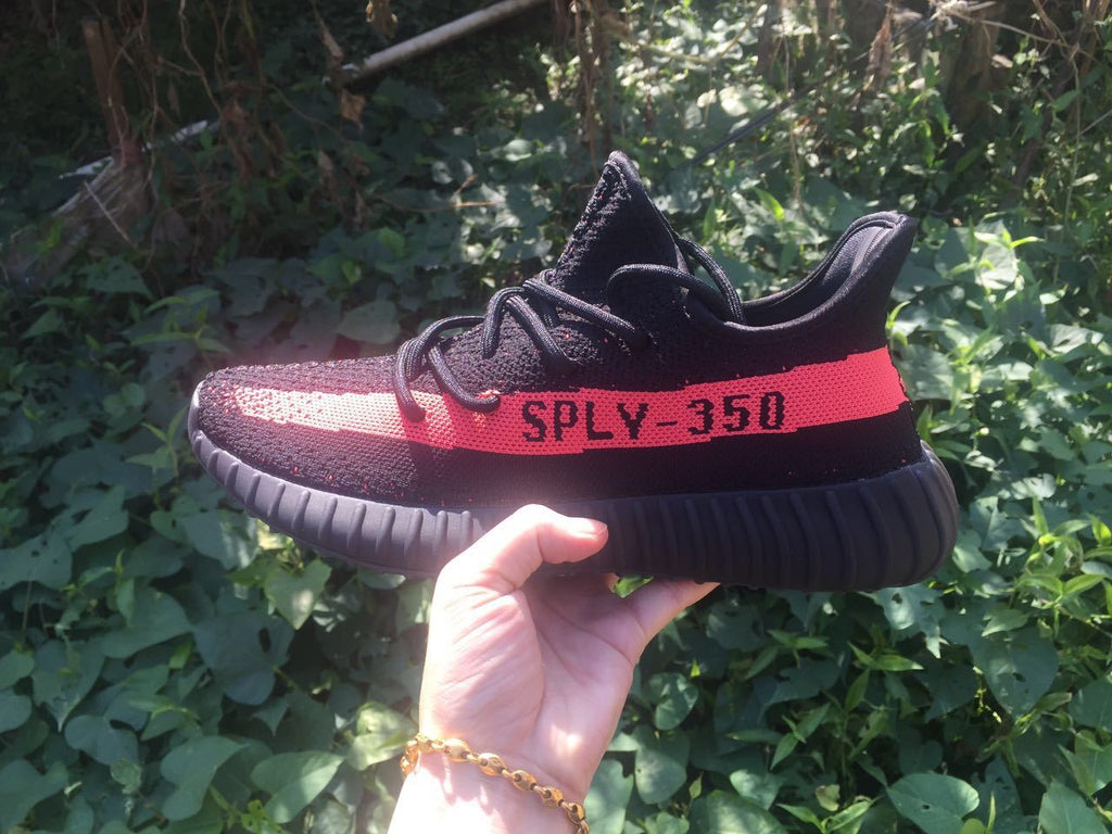 Yeezy Boost 350 V2 Black and Bright Coral Sneakers
