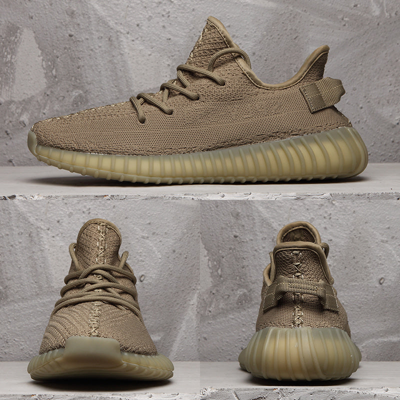 Yeezy 350 V2 Knit Sneakers in Taupe with Gum Sole