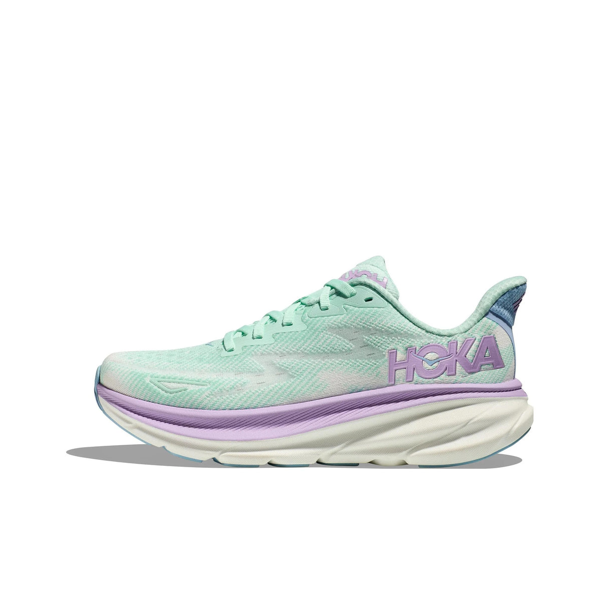 HOKA Clifton 9 Running Shoes, Mint Green and Purple