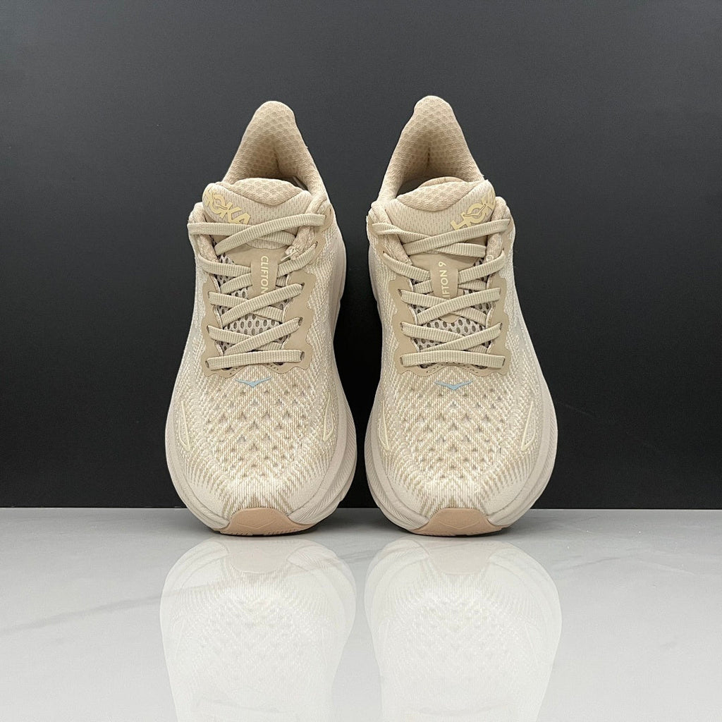 HOKA Clifton 9 Running Shoes in Beige and Tan