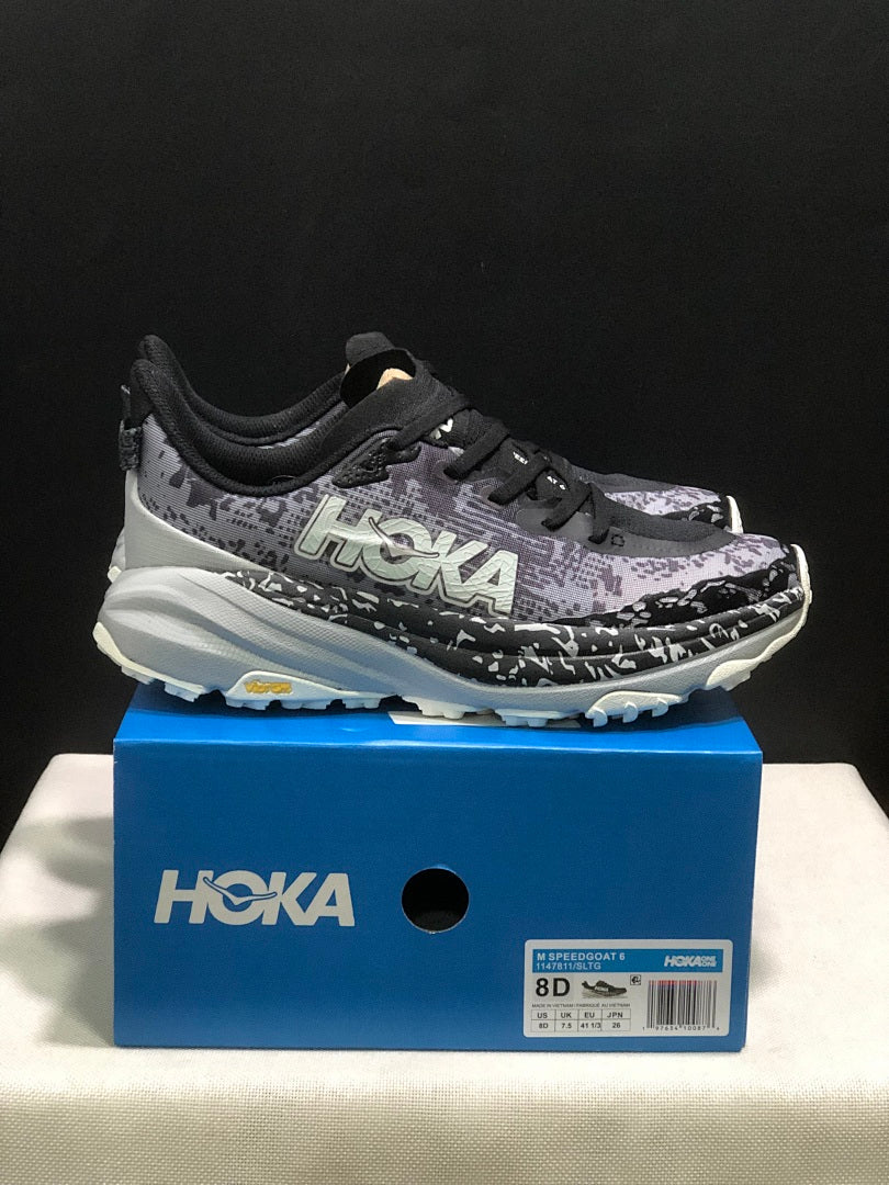 HOKA Speedgoat 6 Trail Running Shoes, Gray Black