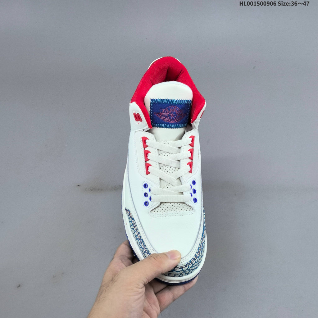 Air Jordan 3 Retro Chalk Track Red White Blue Sneakers