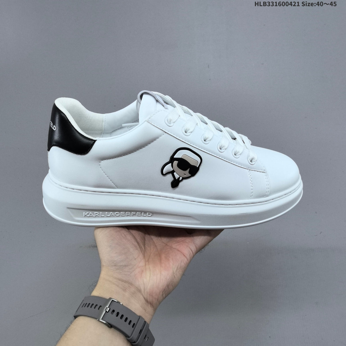 Karl Lagerfeld White Low-Top Sneakers with Logo Detail