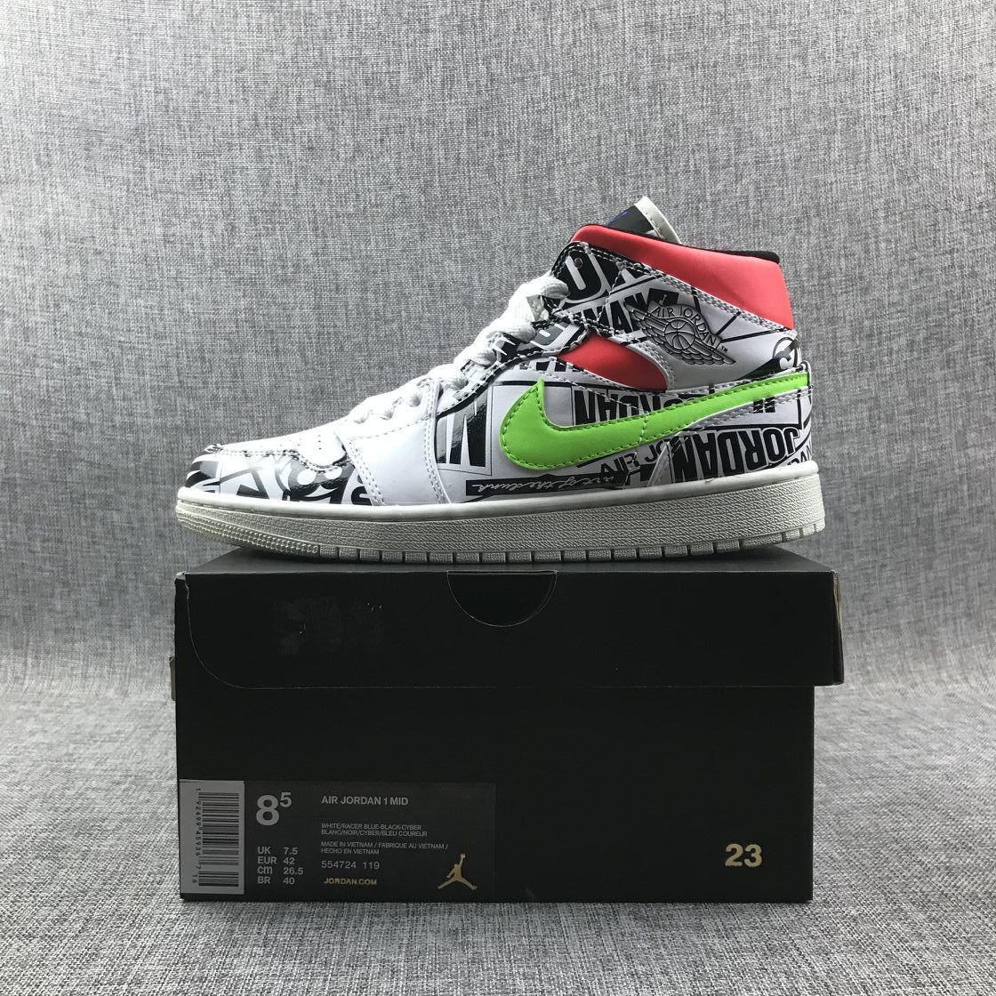 Jordan Air Jordan 1 Mid Graphic Sneakers Black White