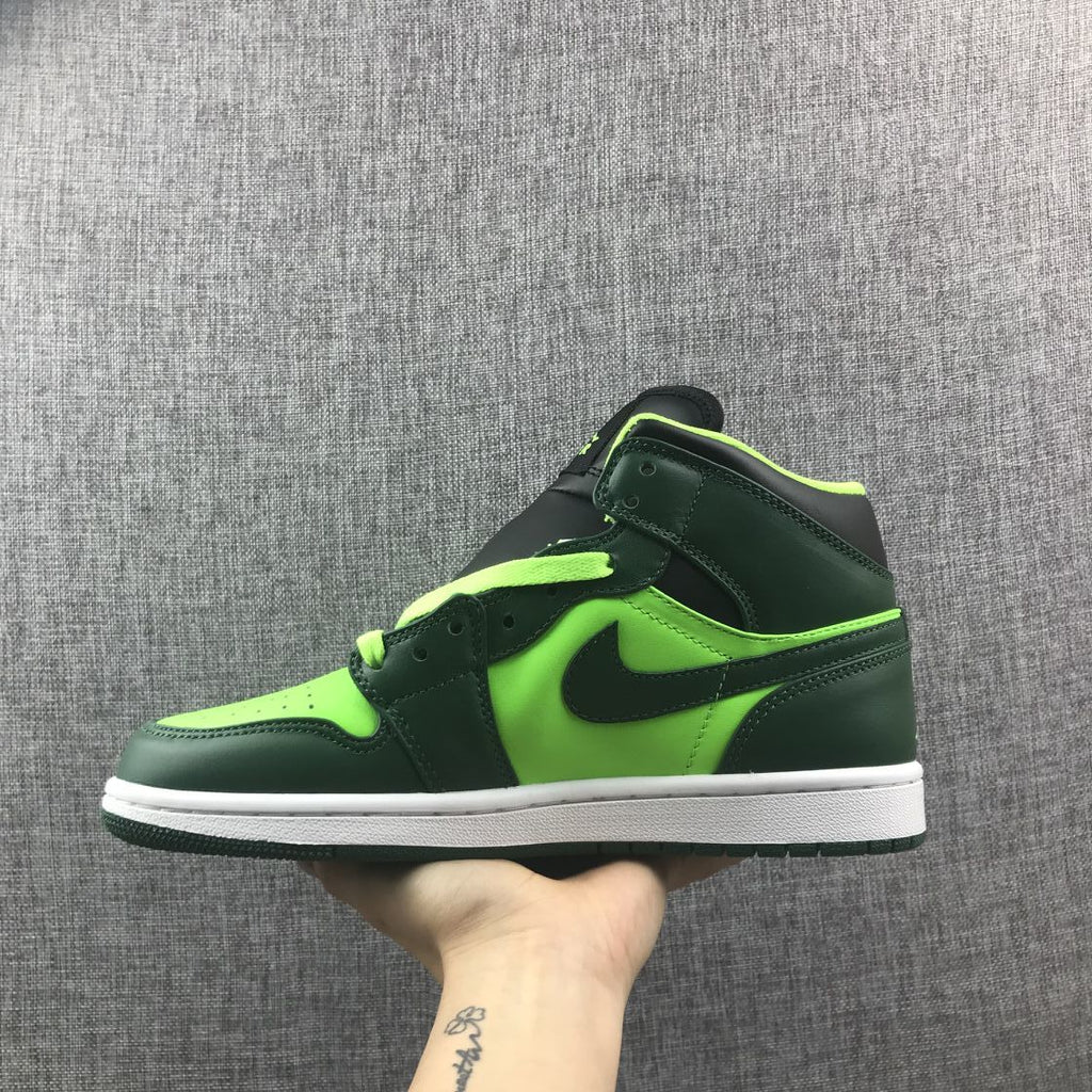Air Jordan 1 Mid Fluorescent Green Sneakers 554724-330