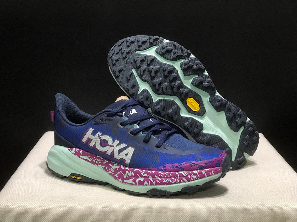 HOKA Speedgoat 6 Trail Running Shoes, Blue and Pink