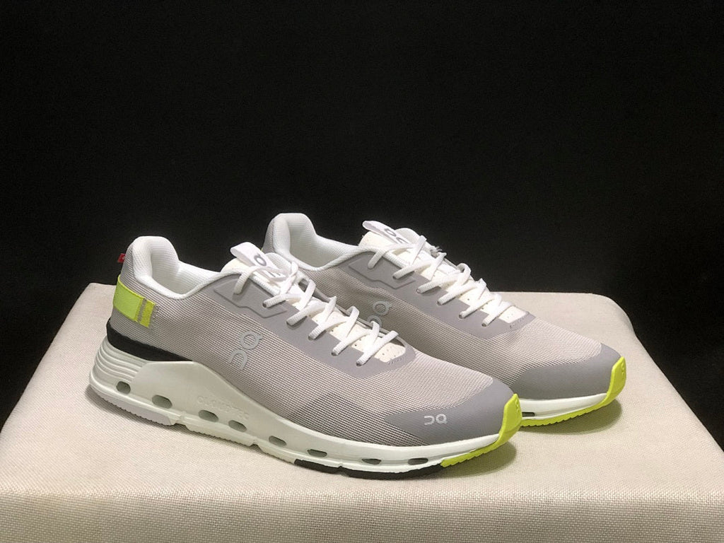 On Cloudnova Form 2 Sneakers, Grey and Fluorescent Green