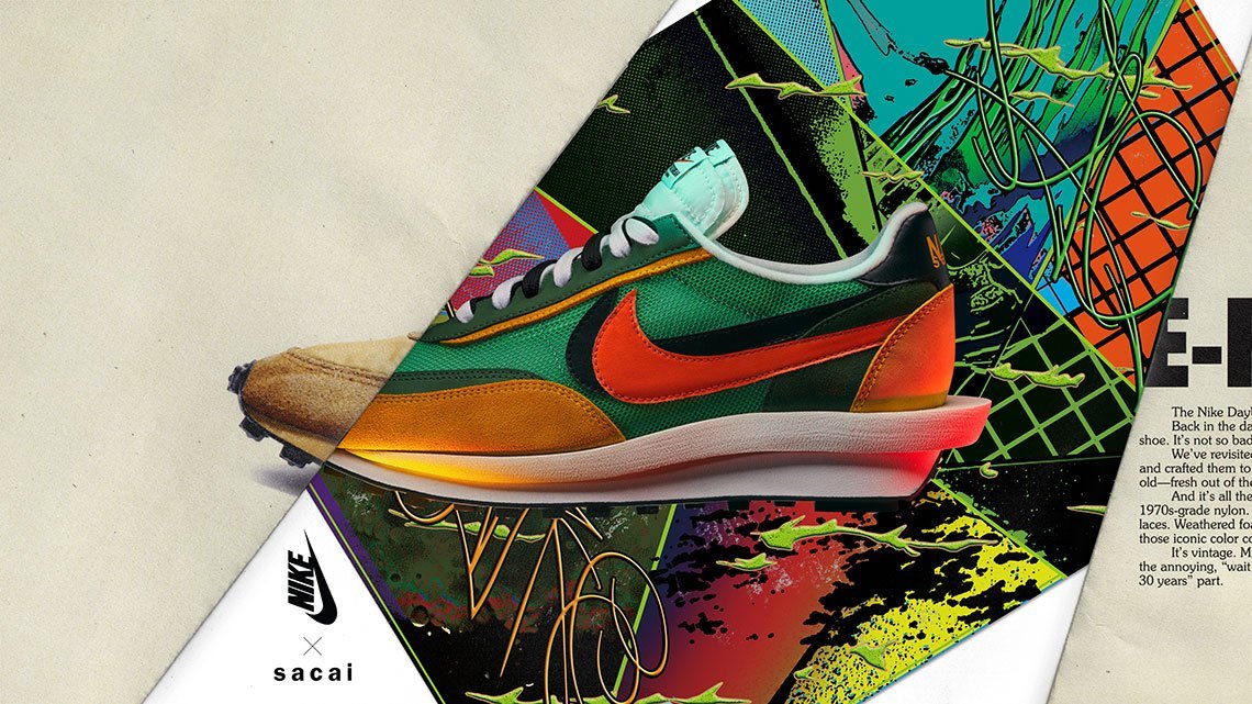 Nike x sacai LDV Waffle Sneakers Green BV0073-300