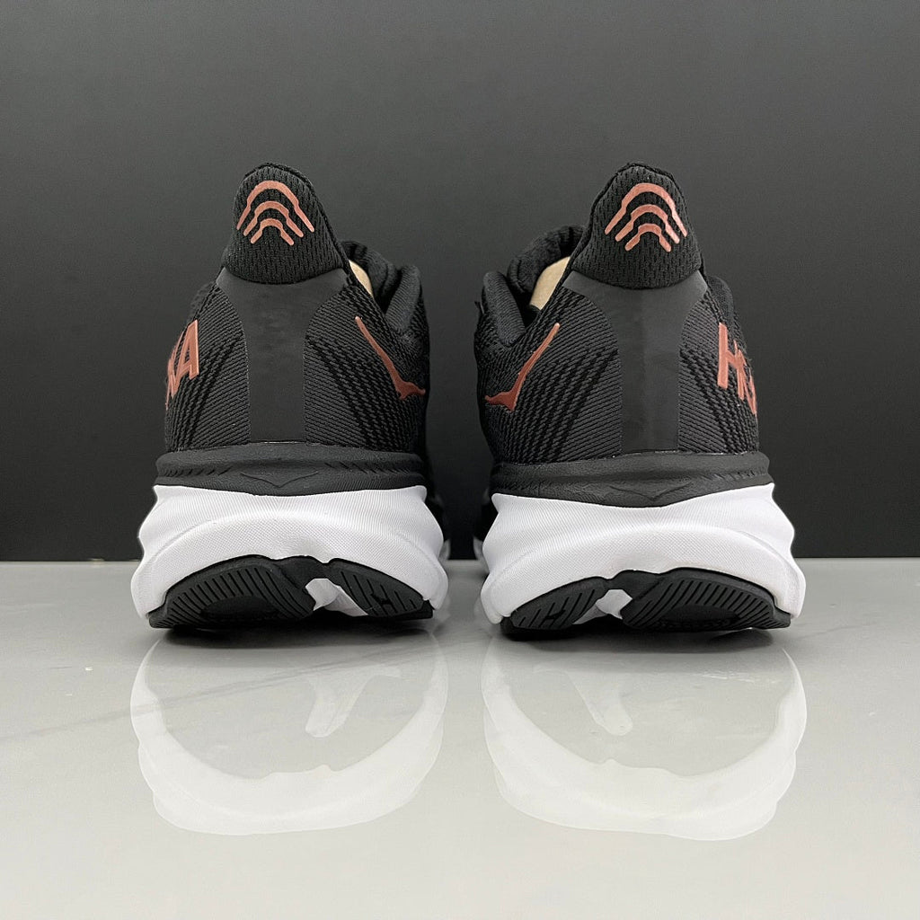 HOKA Clifton 9 Black and Gold Running Shoes