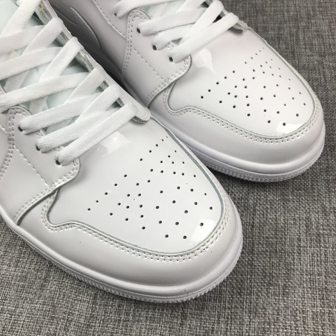 Jordan Air Jordan 1 Mid White Patent-Style Sneakers BQ6472-111