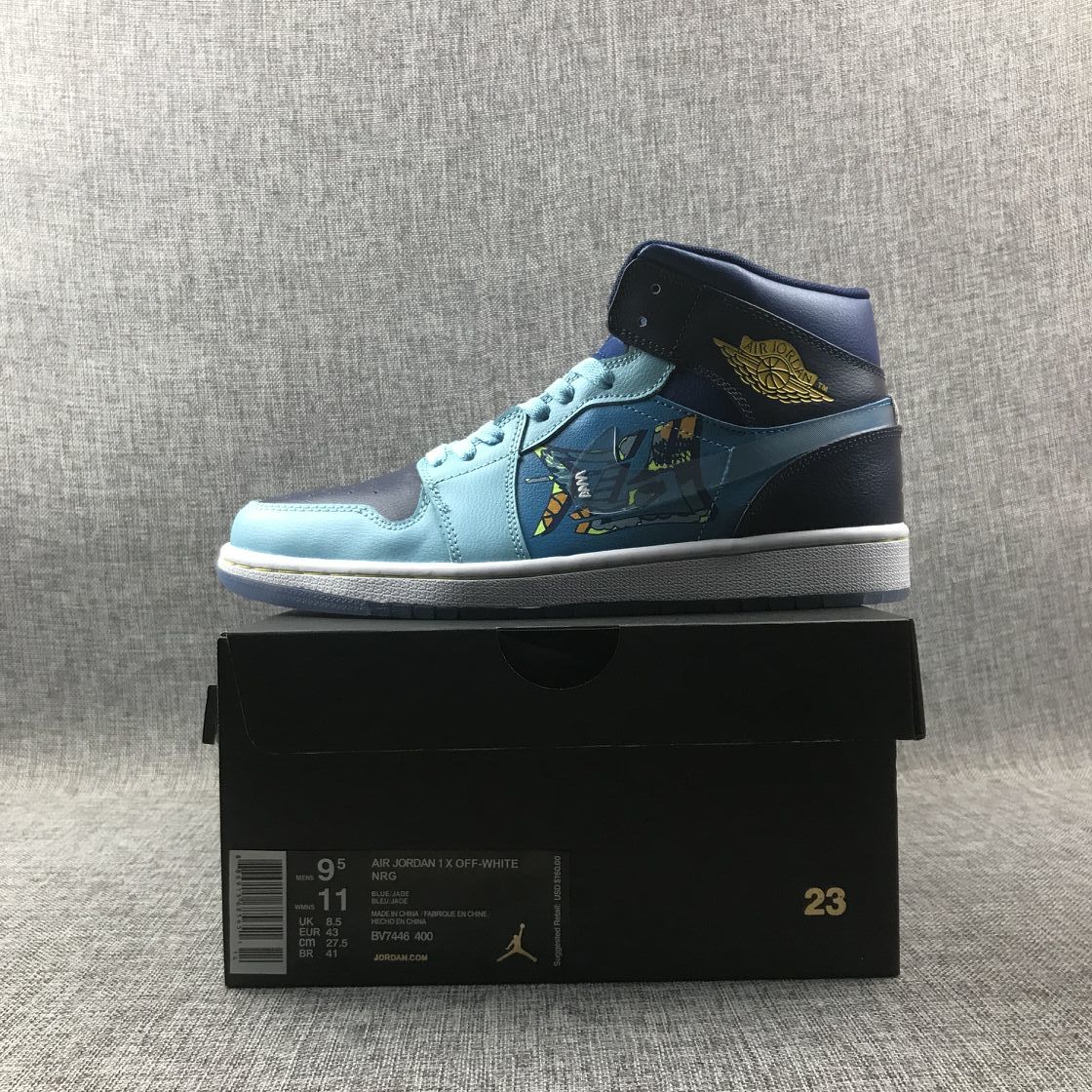 Air Jordan 1 Mid Sneakers Blue Cyan BV7446-400