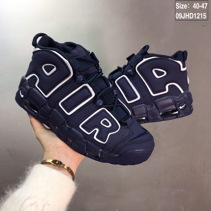 Nike Air More Uptempo Sneakers, Midnight Navy and White