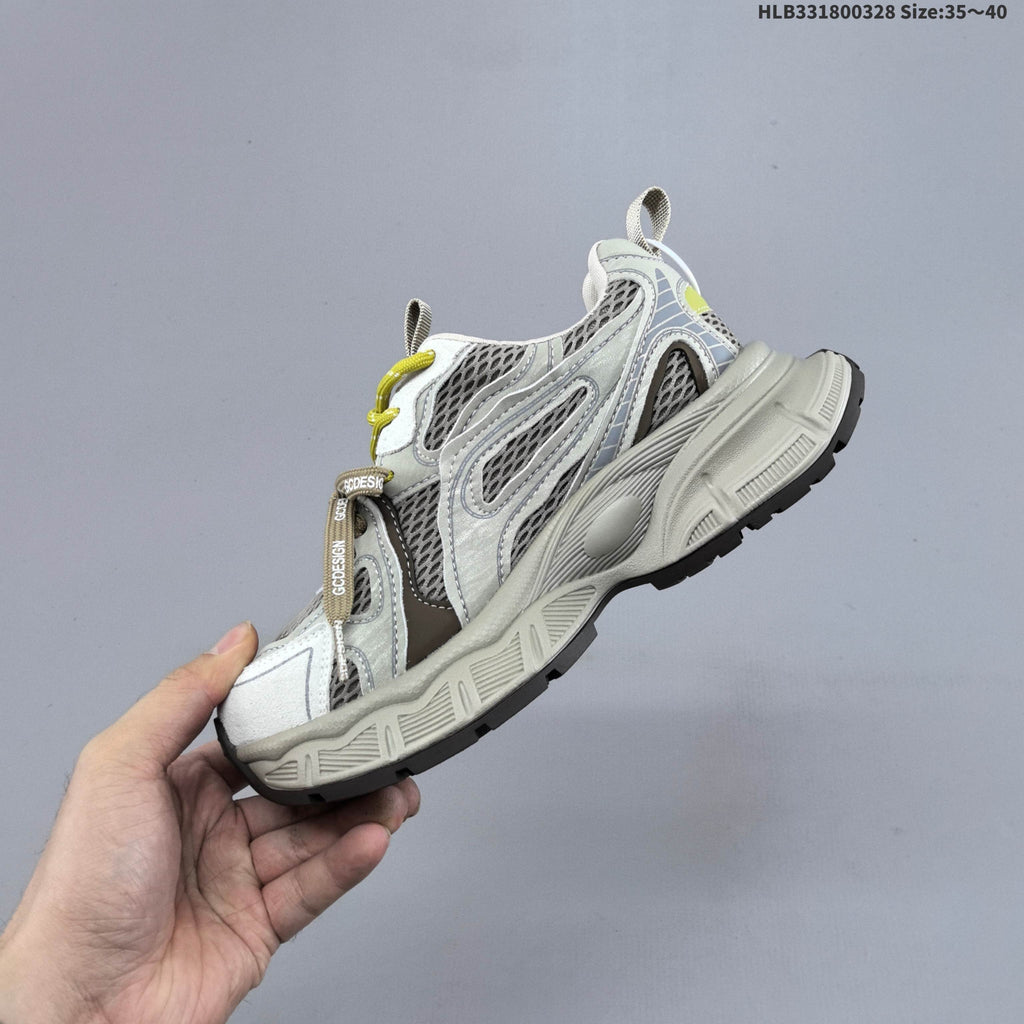 GGCC G26U8612 Women's Retro Chunky Sneakers, Gray and Yellow