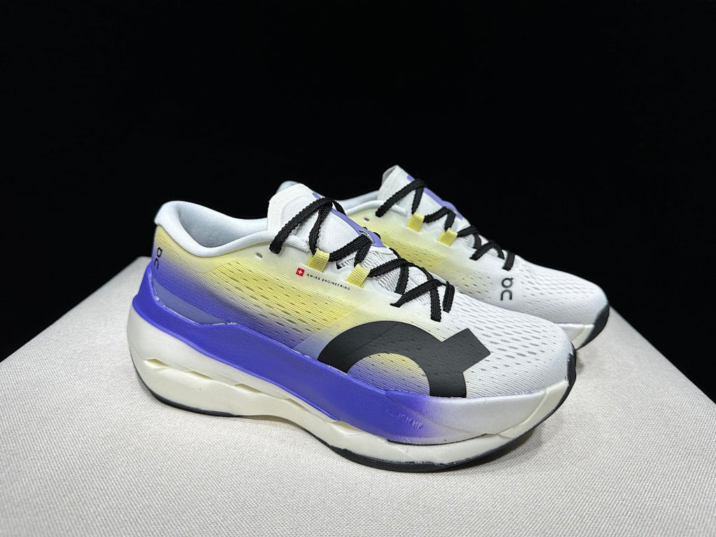 On Cloudboom Max Running Shoes, White Yellow Purple