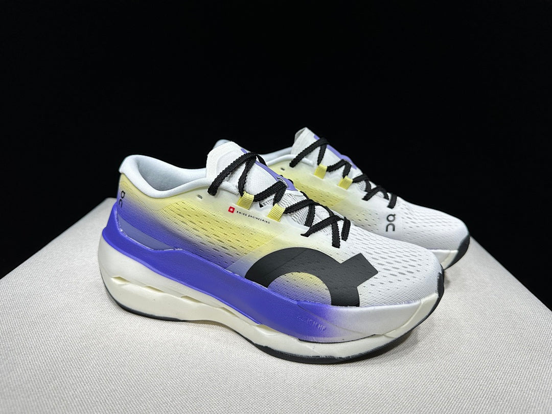 On Cloudboom Max Running Shoes, White Yellow Purple