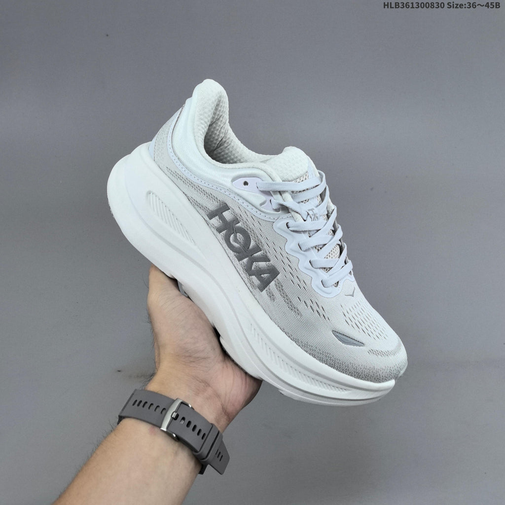 HOKA Bondi 9 Low-Top Running Shoes, White, Style 1162012