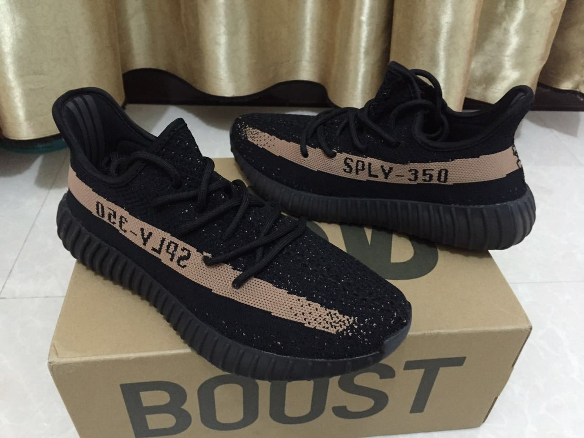 Yeezy 350 V2 Knit Sneakers in Black and Beige