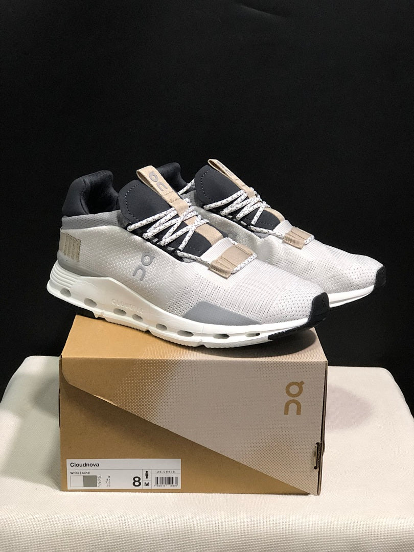 On Cloudnova 1 Sneakers in White and Sand