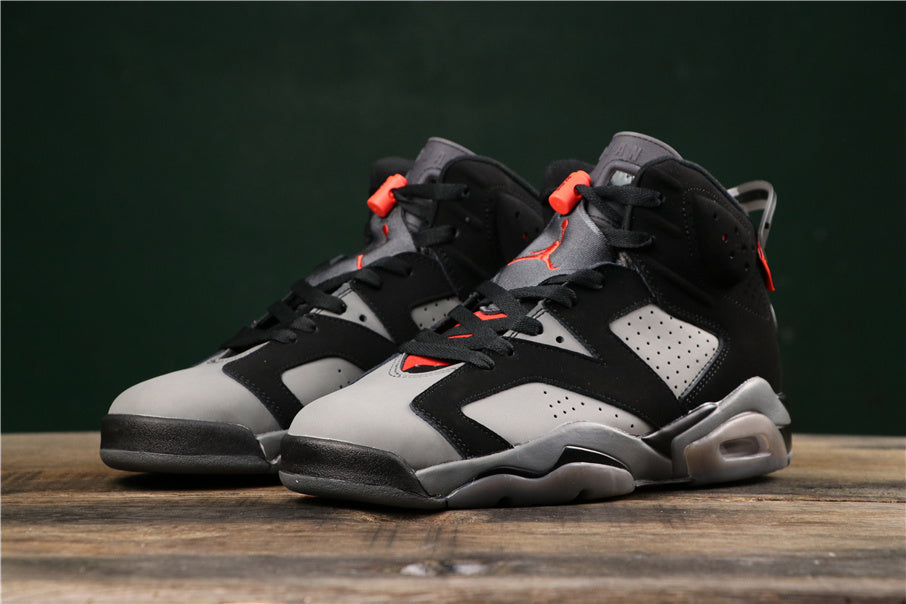 Air Jordan 6 Paris Sneakers in Black, Grey and Bright Red