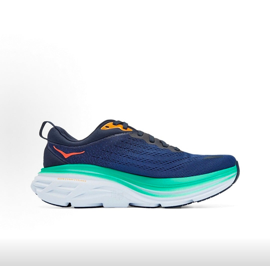 HOKA Bondi 8 Running Shoes in Navy and Teal