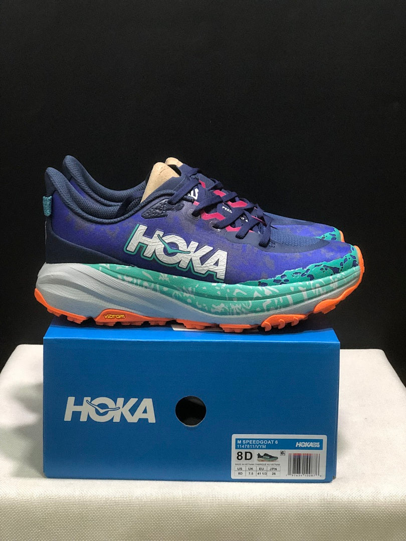 HOKA Speedgoat 6 Trail Running Shoes, Blue and Teal