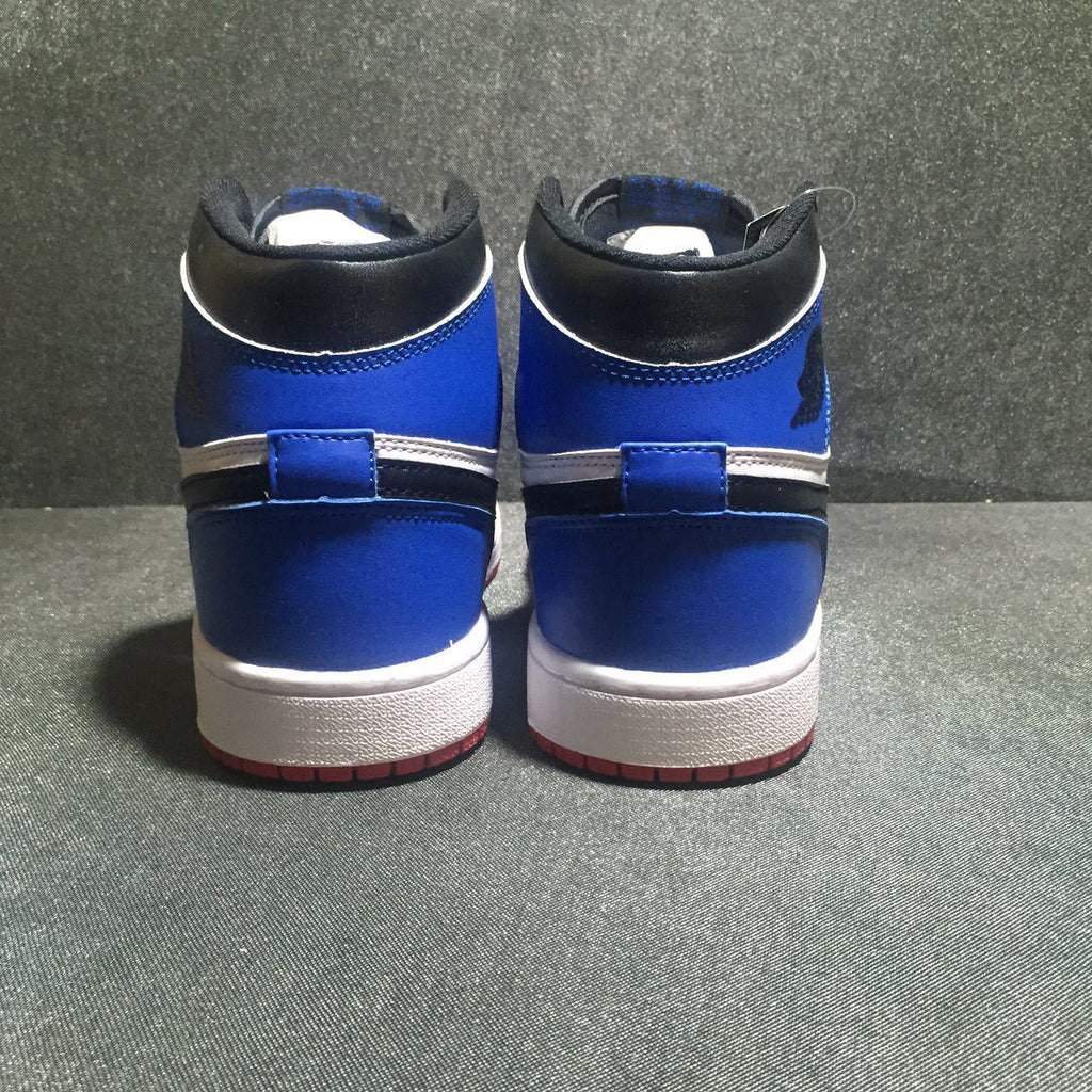Jordan 1 High Three-Color Sneaker in Black, Blue and Red