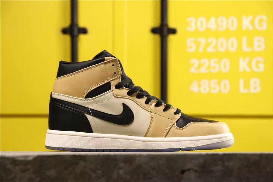 Air Jordan 1 High Premium Black Fossil Pale Ivory Sneakers