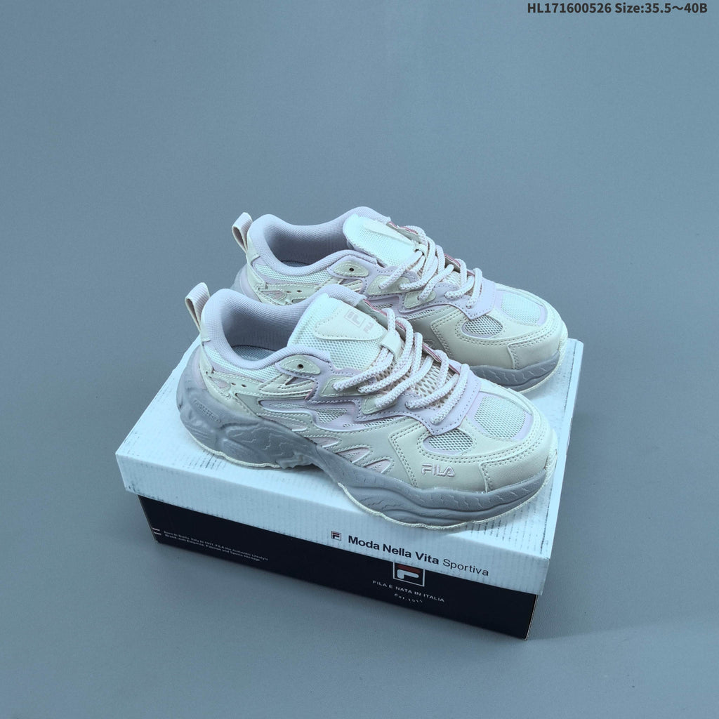 FILA FERN Low-Top Sneakers in Ivory and Lavender