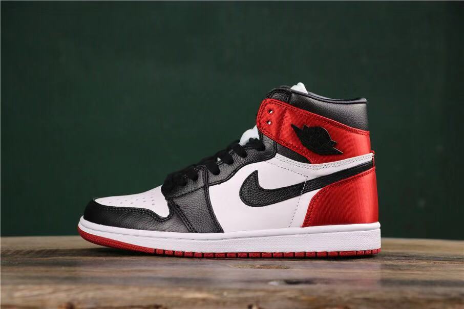 Air Jordan 1 Satin Black Toe High-Top Sneakers