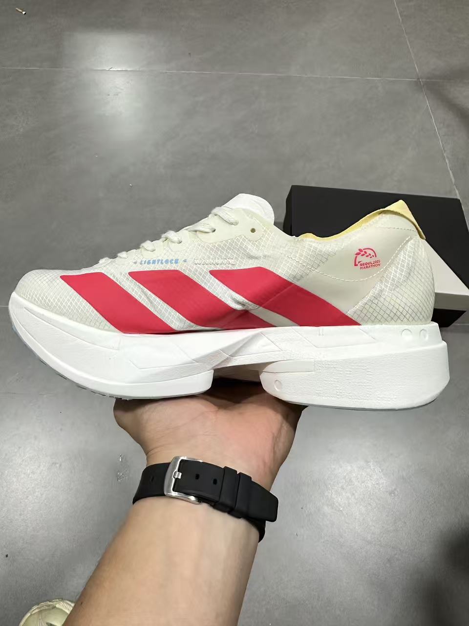 adidas Lightstrike Pro Running Shoes White Red JR4542