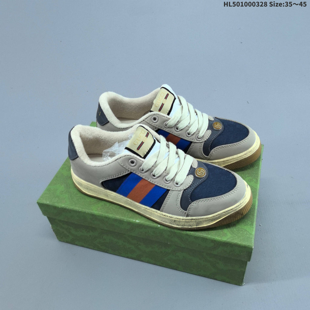 Gucci Distressed Screener Low-Top Sneakers