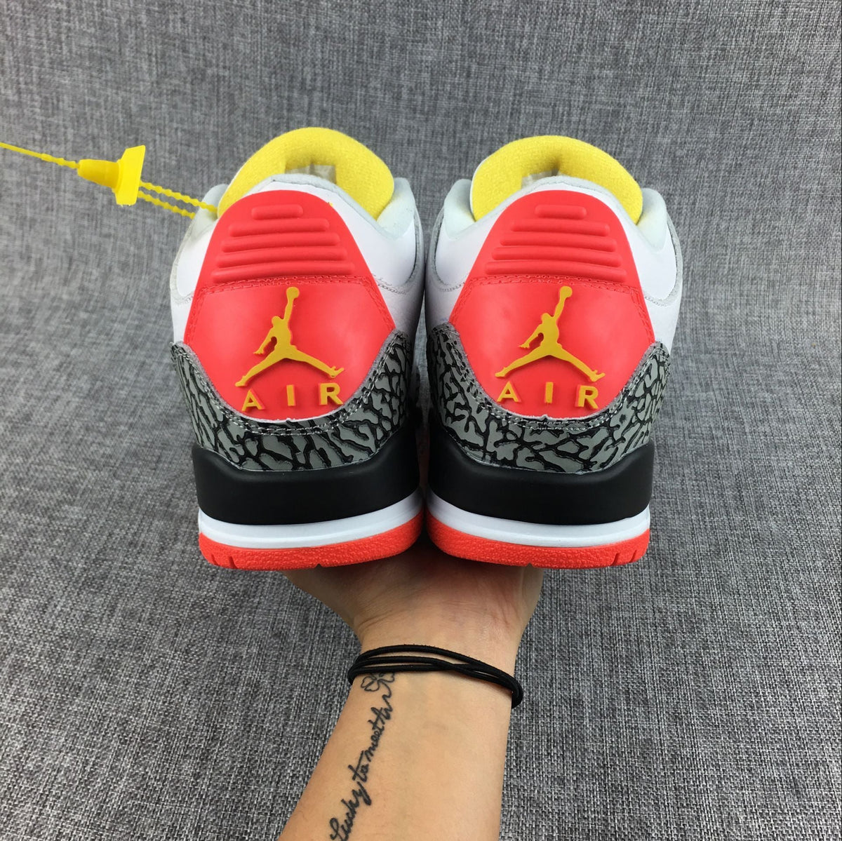 Air Jordan 3 White, Red and Black High-Top Sneakers