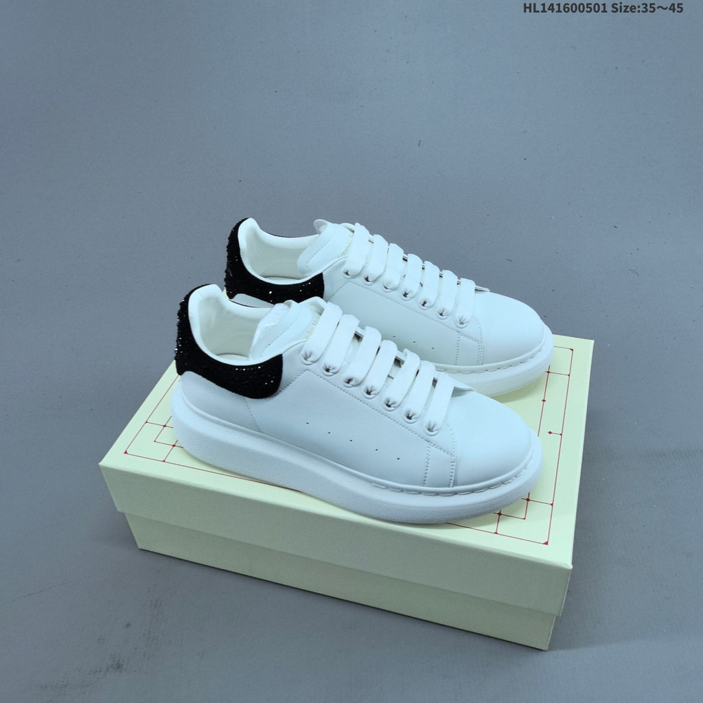 Alexander McQueen Oversized White Low-Top Sneakers with Black Heel
