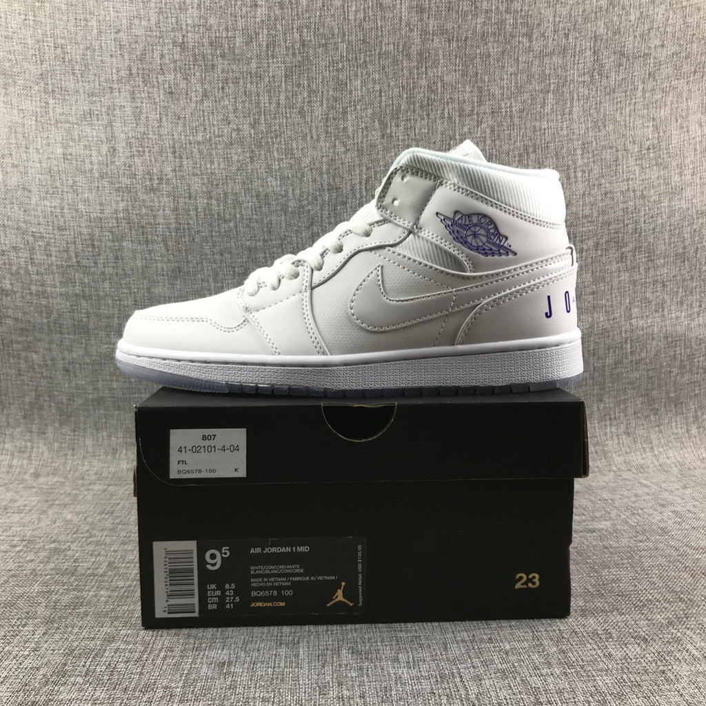 Air Jordan 1 Mid White Sneakers with Translucent Outsole