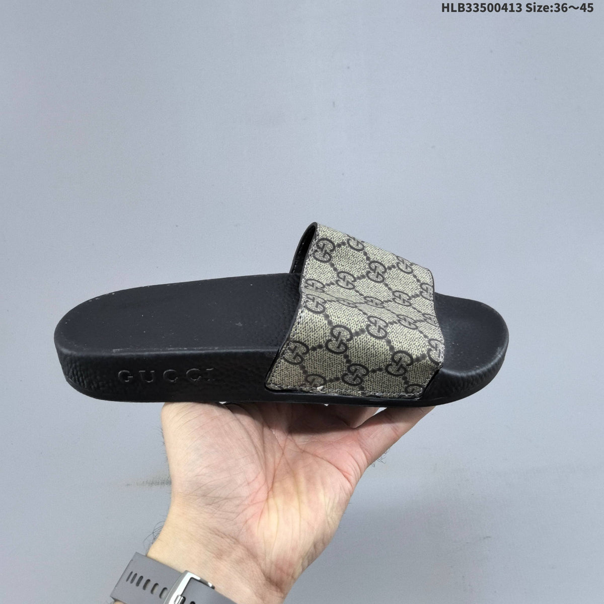 Gucci Floral Print Slide Sandals with Black Footbed