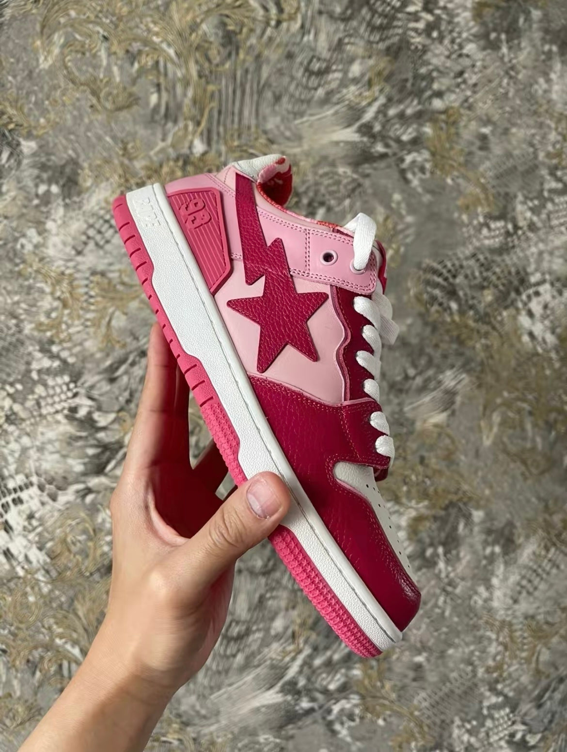 BAPE SK8 STA Sneakers in Pink and Burgundy
