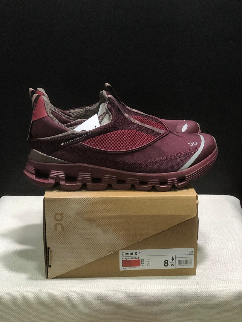 On Cloud X 4 Coast Slip-On Sneakers Burgundy Red