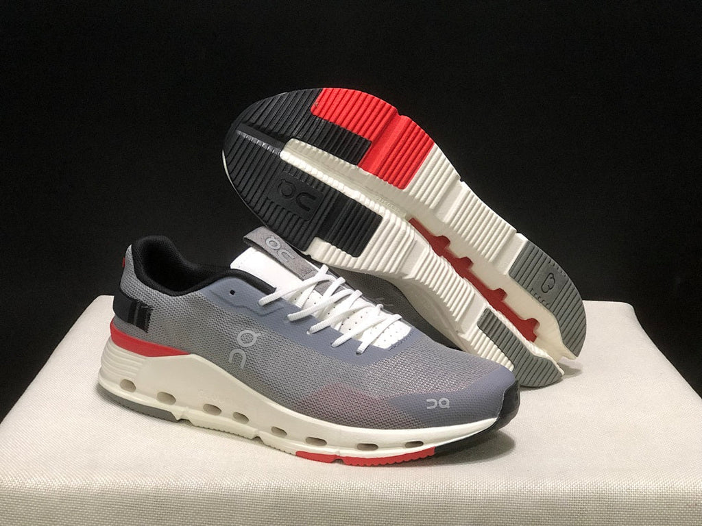 On Cloudnova Form 2 Sneakers in Fog Gray and Red
