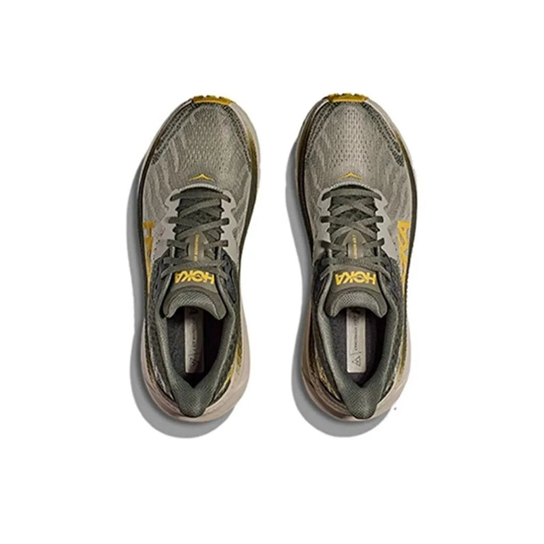 HOKA Trail Running Shoes in Olive and Gold