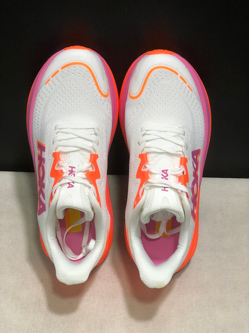 HOKA Skyward X Running Shoes – White, Orange & Pink