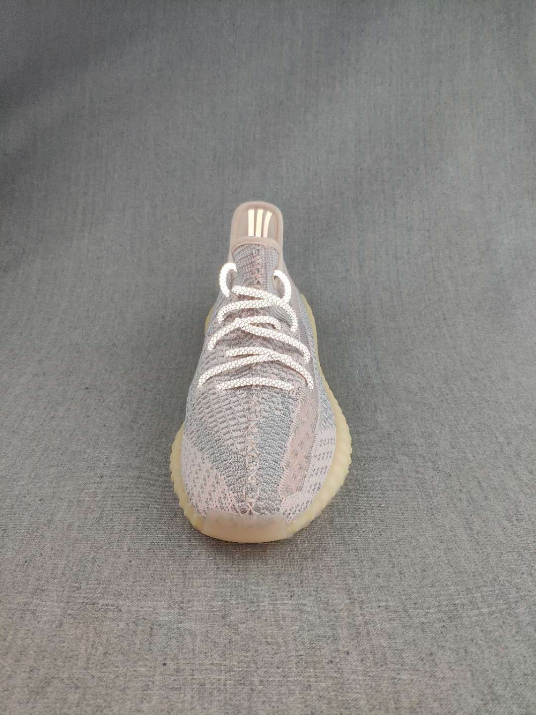 Yeezy 350 V2 Knit Sneakers in Gray and Cream