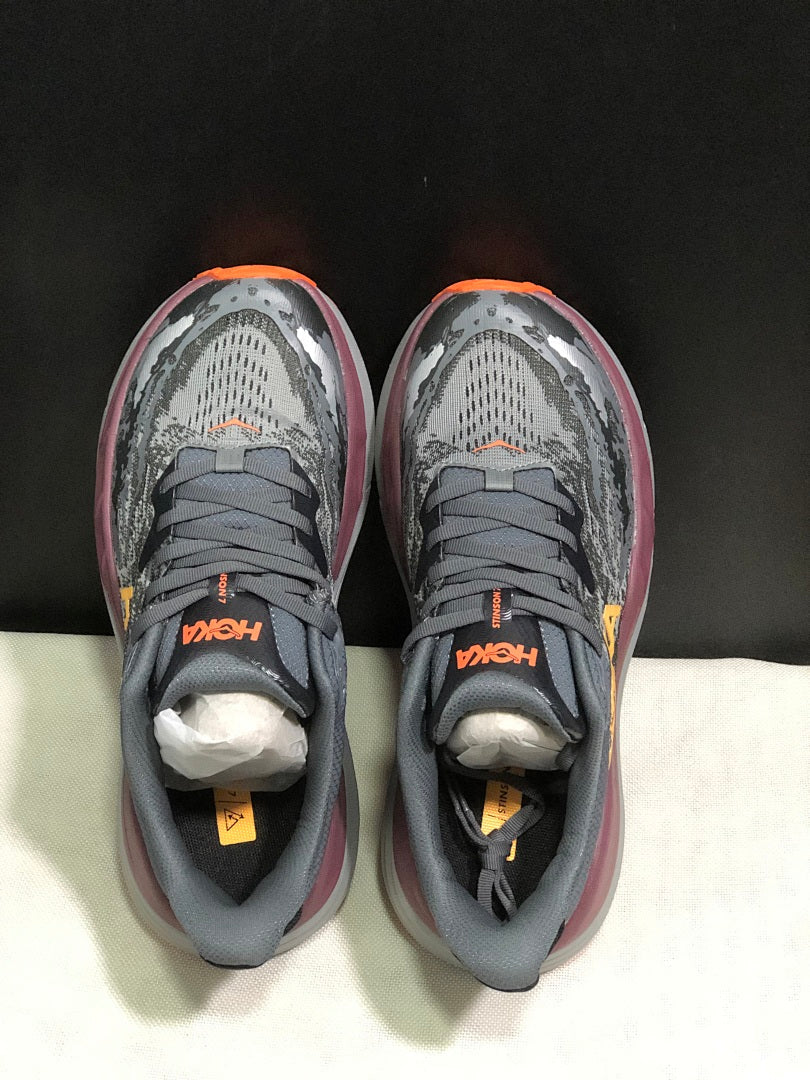 HOKA Stinson 7 Trail Running Shoes Gray Orange
