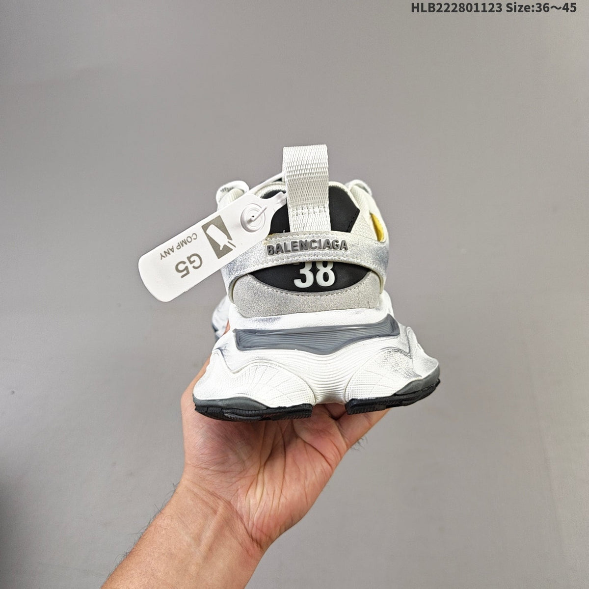 Balenciaga Monday Low-Top Sneakers in White, Gray and Yellow