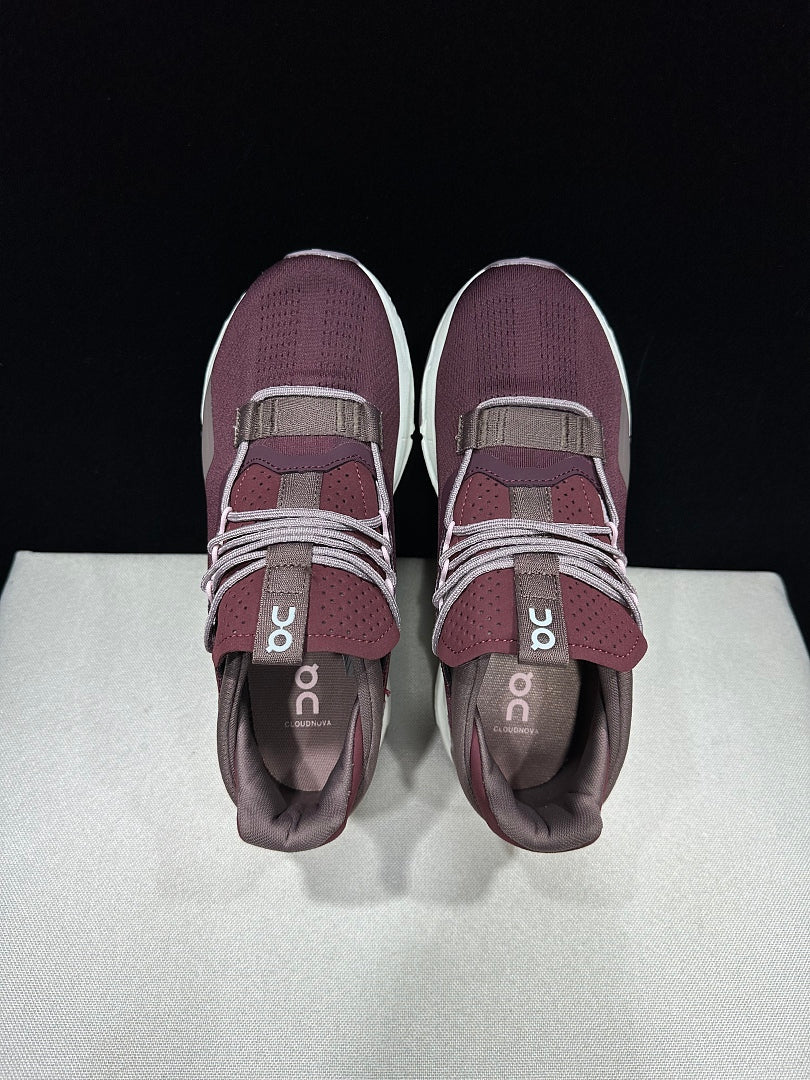 On Cloudnova 2 Sneakers in Maroon and Peony