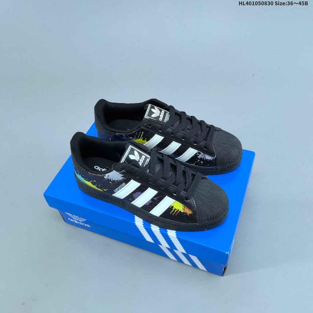 Adidas Originals Superstar Low-Top Sneakers, Black Graphic