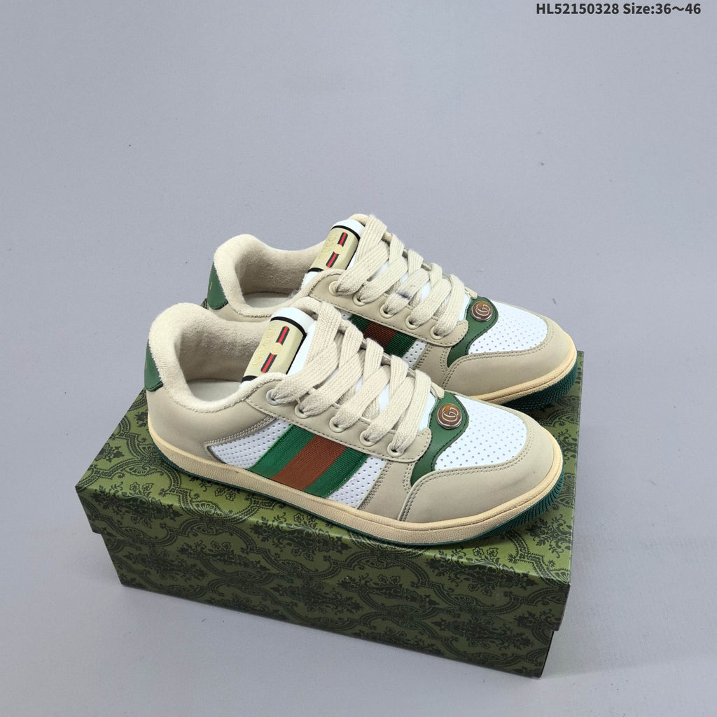 Gucci Screener Distressed Low-Top Sneakers