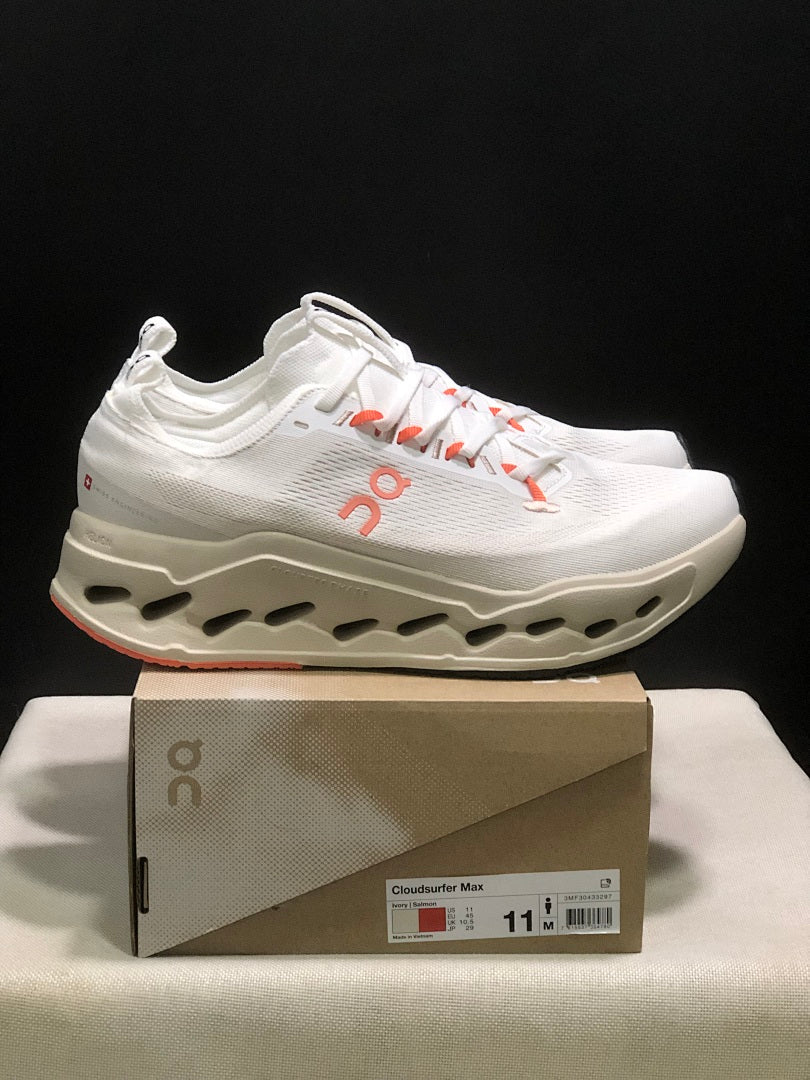 On Cloudsurfer Max Running Shoes Ivory Salmon
