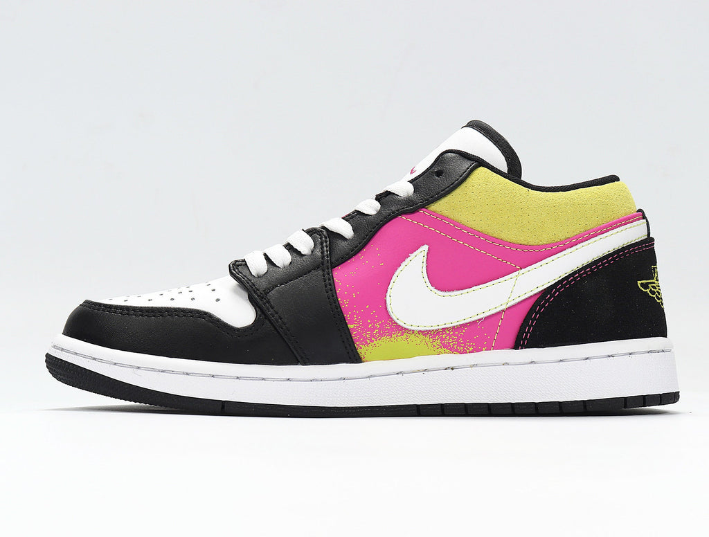 Jordan 1 Low Yellow Pink Black Sneakers CW5564-001
