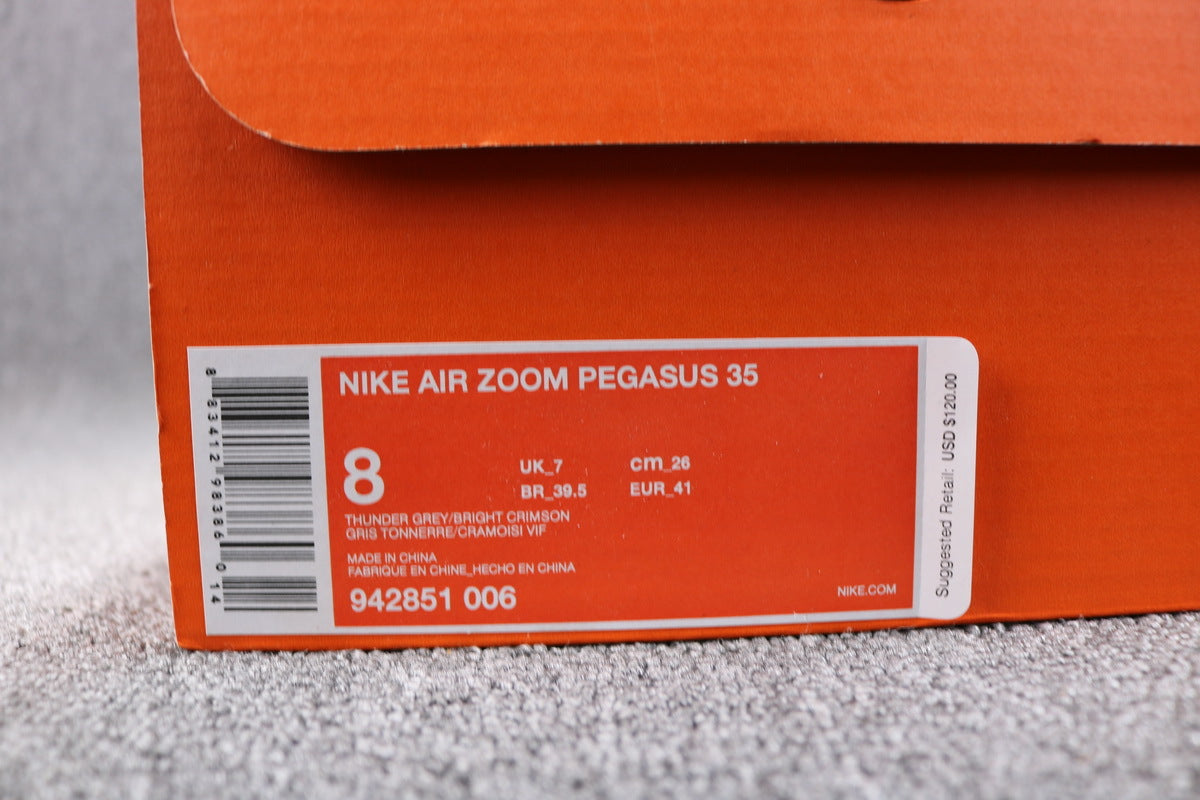 Nike Air Zoom Pegasus 35 Running Shoes, Grey/Crimson 942851-006